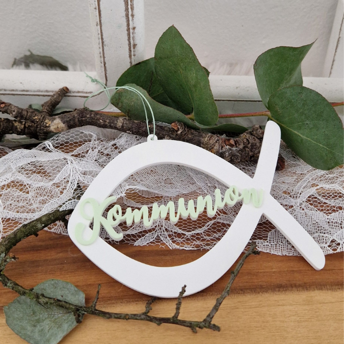 STL 3D Druck Datei 6 Designs Kränze Fischkranz Kirche Geschenkanhänger 3D-Druck Datei Kommunion Konfirmation Firmung Glaube Liebe Hoffnung – Bild 3