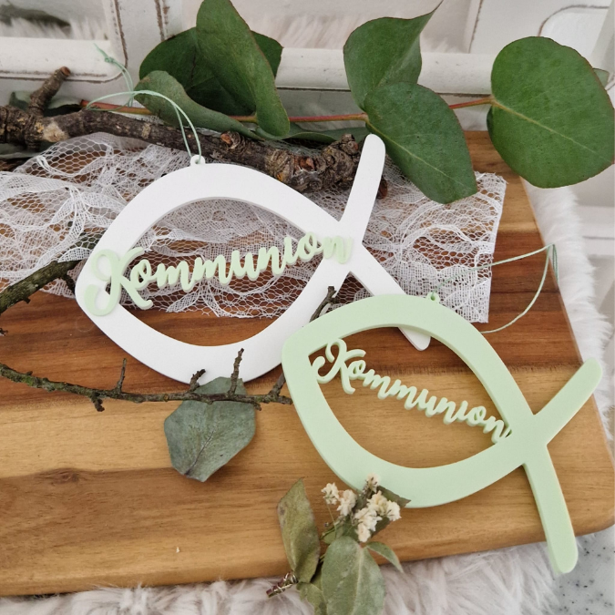 STL 3D Druck Datei 6 Designs Kränze Fischkranz Kirche Geschenkanhänger 3D-Druck Datei Kommunion Konfirmation Firmung Glaube Liebe Hoffnung