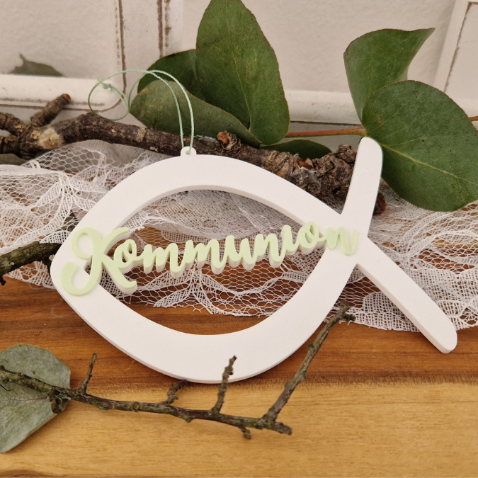 STL 3D Druck Datei 6 Designs Kränze Fischkranz Kirche Geschenkanhänger 3D-Druck Datei Kommunion Konfirmation Firmung Glaube Liebe Hoffnung – Bild 5