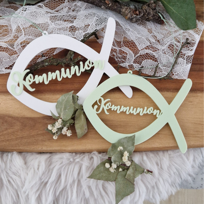 STL 3D Druck Datei 6 Designs Kränze Fischkranz Kirche Geschenkanhänger 3D-Druck Datei Kommunion Konfirmation Firmung Glaube Liebe Hoffnung – Bild 6