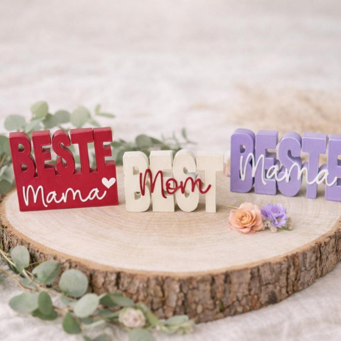 STL 3D Druck Datei 4 Designs Mama Schriftzug 3D-Datei Muttertag Beste Mama Best Mom deutsch und englisch – Bild 3