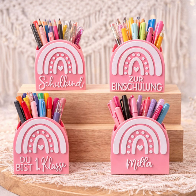 STL 3D Druck Datei 2er Set Regenbogen zum füllen Geldgeschenk Stiftehalter Schulkind inkl Blanko 3D-Druck Datei Geschenk zur Einschulung