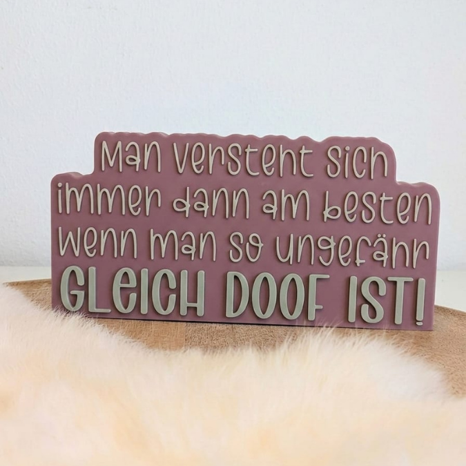 STL 3D Druck Datei Aufsteller Schriftzug Statement Freundschaft gleich doof Freunde Freundinnen 3D-Druck Datei Quote Spruch positiv – Bild 6