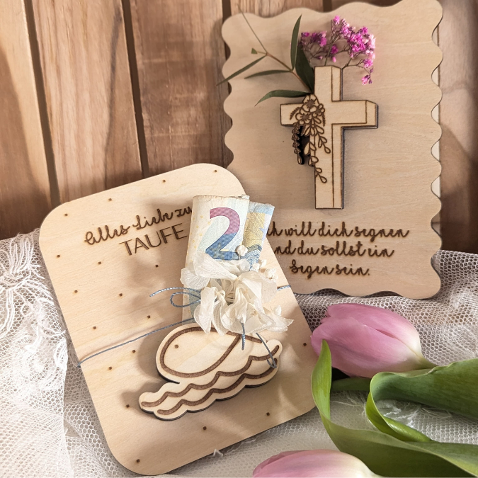 SVG Laserdatei Karten zur Taufe Konfirmation Kommunion zum füllen mit Blumen oder Geld Grußkarten SVG Datei Geldgeschenk Kirche Firmung – Bild 7