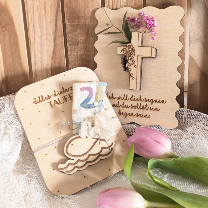 SVG Laserdatei Karten zur Taufe Konfirmation Kommunion zum füllen mit Blumen oder Geld Grußkarten SVG Datei Geldgeschenk Kirche Firmung – Bild 8