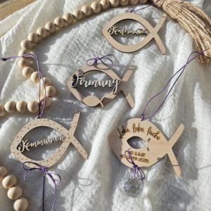 SVG Laserdatei Fisch Kränze 9 Designs inkl Sonnenfänger Konfirmation Kommunion Firmung Taufe Anhänger Kirche SVG-Datei personalisierbar