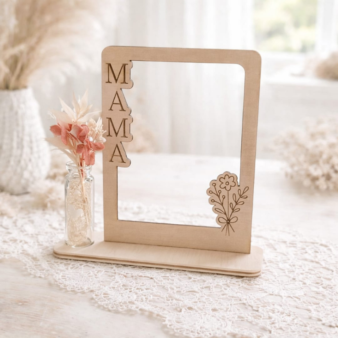 SVG Laserdatei 6 Designs Bilderrahmen Muttertag Mama mit Ständer für 3mm und 4mm Holz Beste Mama Mutter Mami Familie SVG Datei – Bild 27