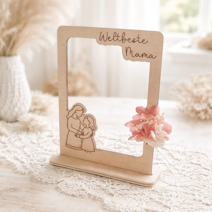 SVG Laserdatei 6 Designs Bilderrahmen Muttertag Mama mit Ständer für 3mm und 4mm Holz Beste Mama Mutter Mami Familie SVG Datei – Bild 25