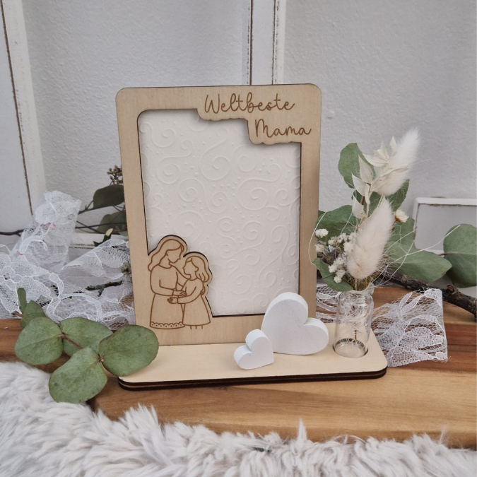 SVG Laserdatei 6 Designs Bilderrahmen Muttertag Mama mit Ständer für 3mm und 4mm Holz Beste Mama Mutter Mami Familie SVG Datei – Bild 22