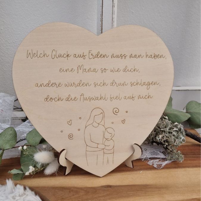 SVG Laserdatei Herz mit Gedicht zum Muttertag Mama mit Ständer für 3mm und 4mm Holz Trockenblumen Beste Mama Mutter Mami Familie SVG Datei – Bild 12