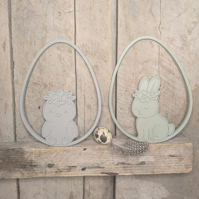 STL 3D Druck Datei Kranz 2er Set Hase und Küken Ostern Frühling Geschenkanhänger Türdeko Hoop Loop Wanddeko 3D-Datei 3D-Druck Vorlage – Bild 3