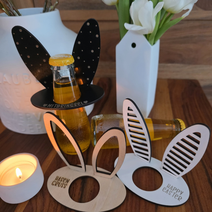 SVG Laserdatei Hasenohren für Flaschen Ostern Geschenkidee Ostermitbringsel Weinflasche verschiedene Designs Osergeschen SVG-Datei Hasenohr – Bild 3