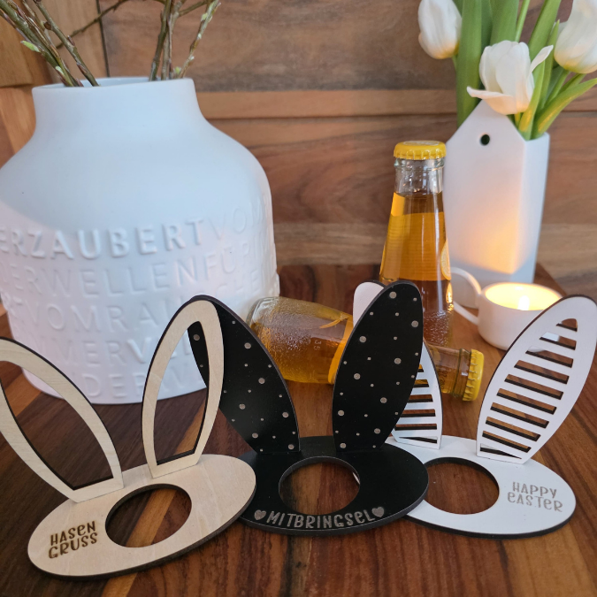 SVG Laserdatei Hasenohren für Flaschen Ostern Geschenkidee Ostermitbringsel Weinflasche verschiedene Designs Osergeschen SVG-Datei Hasenohr – Bild 4