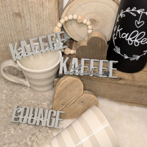 STL 3D Druck Datei Kaffee Schriftzug 3 Designs Deutsch und englisch Kaffee Liebe Coffeelounge Kaffeelounge Küchendeko 3D-druck STL