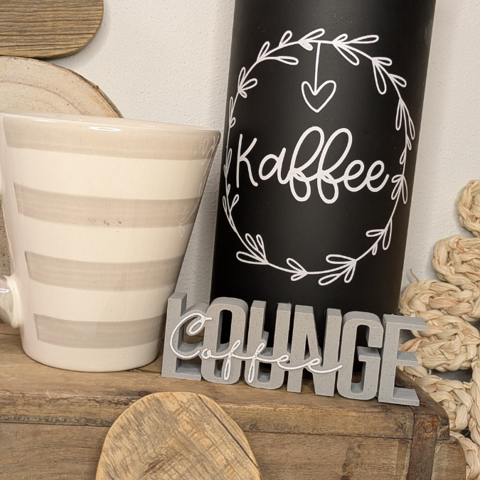 STL 3D Druck Datei Kaffee Schriftzug 3 Designs Deutsch und englisch Kaffee Liebe Coffeelounge Kaffeelounge Küchendeko 3D-druck STL – Bild 7