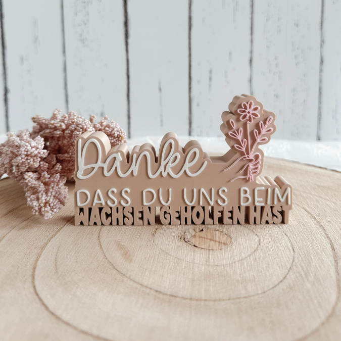 3D Druck Datei STL 2er Set Kindergartenabschied Danke dass du mir / uns beim wachsen geholfen hast Aufsteller 3D-Druck Datei Erzieherin – Bild 6