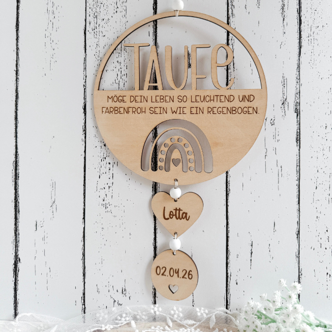 SVG Laserdatei Kranz 2 Designs inkl Sonnenfänger Anhänger Geschenk zur Taufe Kirchlich Kirche Geschenkanhänger SVG-Datei Glaube Regenbogen – Bild 7
