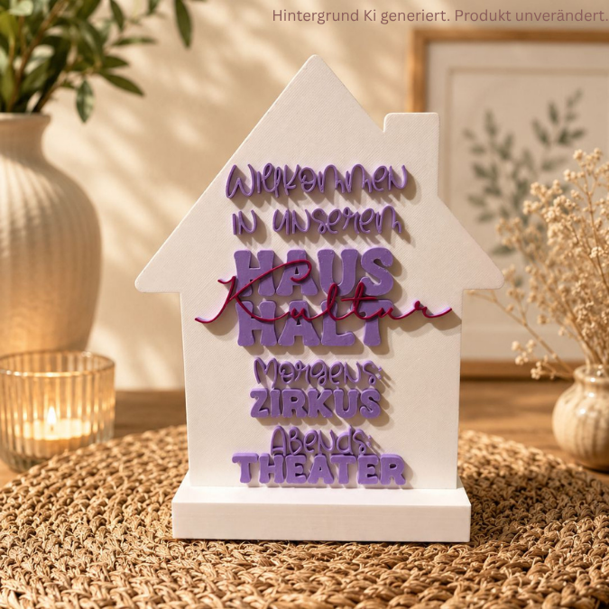 STL 3D Druck Datei 3er Set Aufsteller mit Ständern und Wanddeko Willkommen in unserem Kulturhaushalt Statement 3D-Druck Datei Haus Zirkus – Bild 5