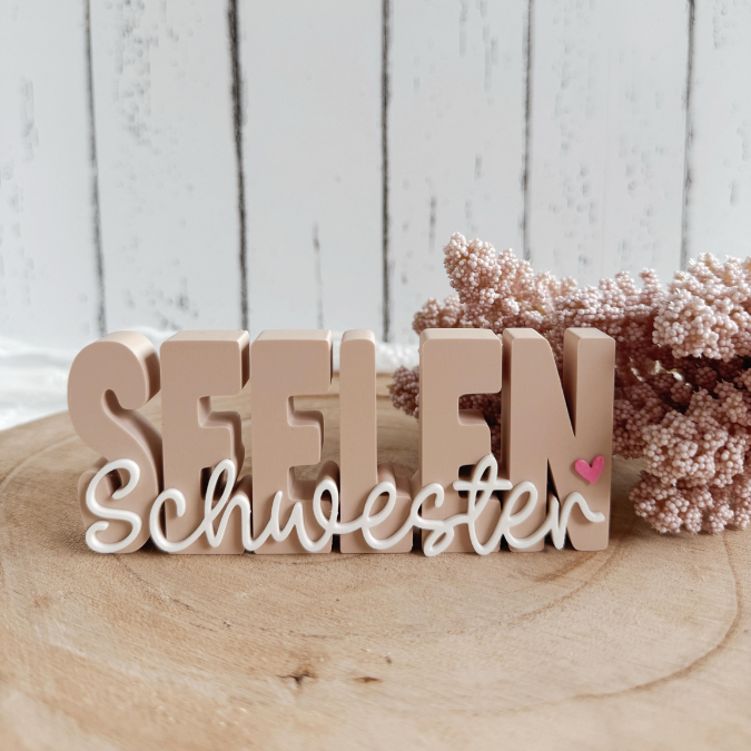 STL 3D Druck Datei Aufsteller Schriftzug "Seelen Schwester" 3D-Druck Datei Freundin Beste Freundin Geschenkidee Freundinnen Statement – Bild 5