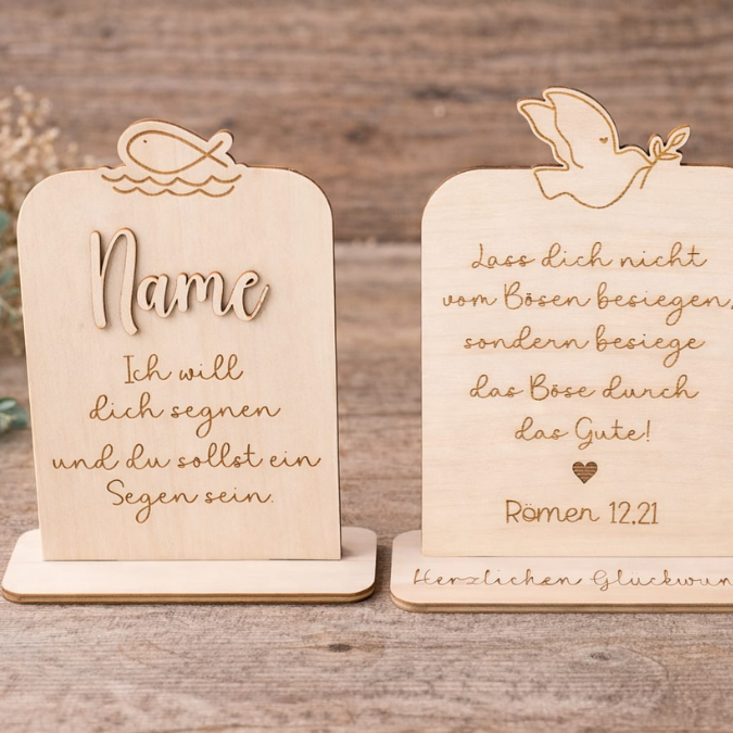SVG Laserdatei 6 Designs Aufsteller Engel Kreuz inkl. Gravuren Kirche SVG-Datei personalisierbar Taufe Kommunion Konfirmation Firmung – Bild 4