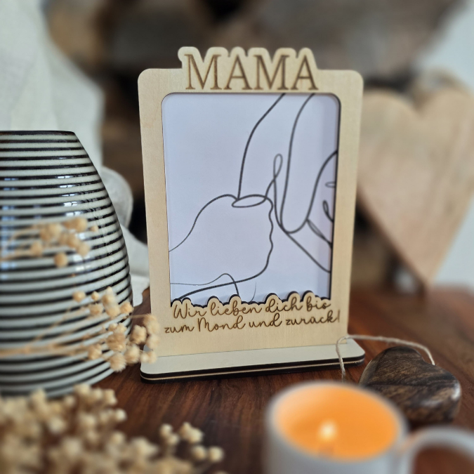 SVG Laserdatei 6 Designs Bilderrahmen Muttertag Mama mit Ständer für 3mm und 4mm Holz Beste Mama Mutter Mami Familie SVG Datei – Bild 8