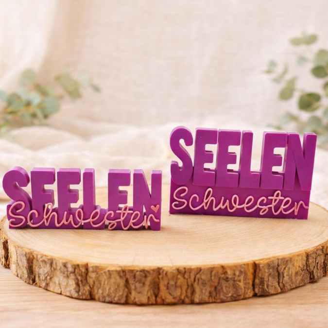STL 3D Druck Datei Aufsteller Schriftzug "Seelen Schwester" 3D-Druck Datei Freundin Beste Freundin Geschenkidee Freundinnen Statement – Bild 3