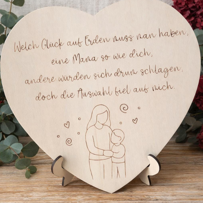 SVG Laserdatei Herz mit Gedicht zum Muttertag Mama mit Ständer für 3mm und 4mm Holz Trockenblumen Beste Mama Mutter Mami Familie SVG Datei – Bild 13