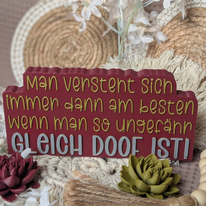 STL 3D Druck Datei Aufsteller Schriftzug Statement Freundschaft gleich doof Freunde Freundinnen 3D-Druck Datei Quote Spruch positiv – Bild 5