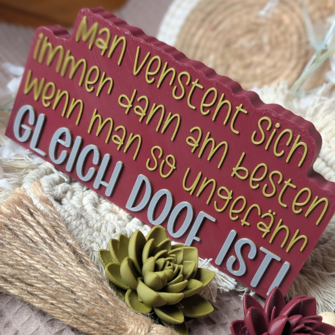 STL 3D Druck Datei Aufsteller Schriftzug Statement Freundschaft gleich doof Freunde Freundinnen 3D-Druck Datei Quote Spruch positiv – Bild 3