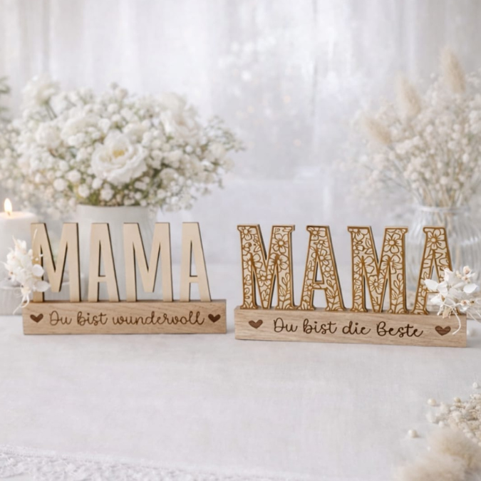 SVG Laserdatei Klötzchenschrift Mama Floral Muttertag Klötzchendatei Easy Sticks SVG Datei Mami – Bild 4