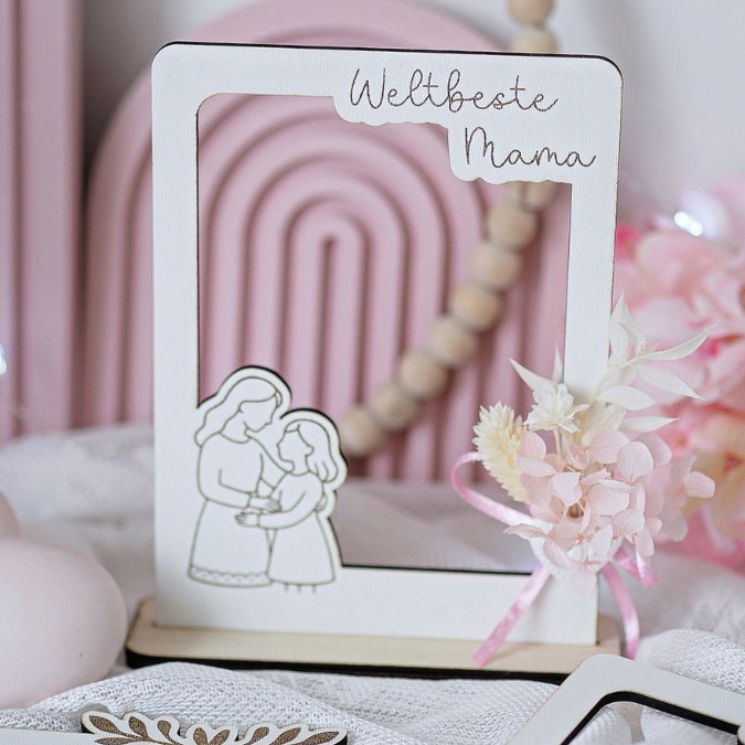 SVG Laserdatei 6 Designs Bilderrahmen Muttertag Mama mit Ständer für 3mm und 4mm Holz Beste Mama Mutter Mami Familie SVG Datei – Bild 19