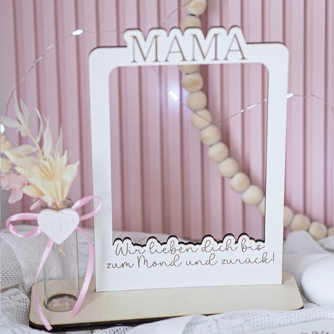 SVG Laserdatei 6 Designs Bilderrahmen Muttertag Mama mit Ständer für 3mm und 4mm Holz Beste Mama Mutter Mami Familie SVG Datei – Bild 20