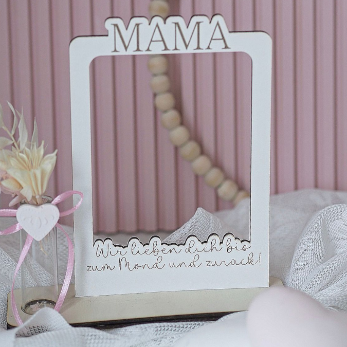 SVG Laserdatei 6 Designs Bilderrahmen Muttertag Mama mit Ständer für 3mm und 4mm Holz Beste Mama Mutter Mami Familie SVG Datei – Bild 15