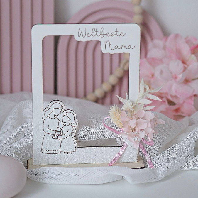 SVG Laserdatei 6 Designs Bilderrahmen Muttertag Mama mit Ständer für 3mm und 4mm Holz Beste Mama Mutter Mami Familie SVG Datei – Bild 16