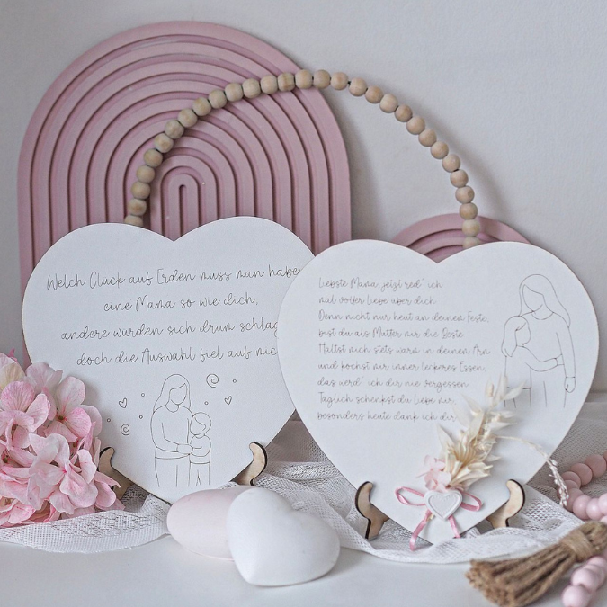 SVG Laserdatei Herz mit Gedicht zum Muttertag Mama mit Ständer für 3mm und 4mm Holz Trockenblumen Beste Mama Mutter Mami Familie SVG Datei – Bild 9