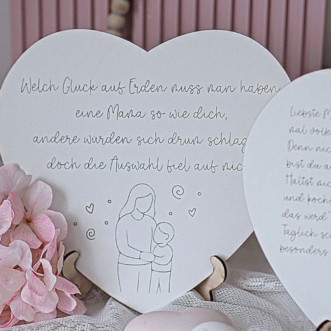 SVG Laserdatei Herz mit Gedicht zum Muttertag Mama mit Ständer für 3mm und 4mm Holz Trockenblumen Beste Mama Mutter Mami Familie SVG Datei – Bild 10