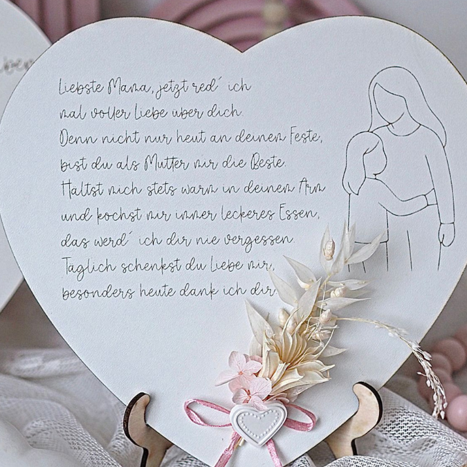 SVG Laserdatei Herz mit Gedicht zum Muttertag Mama mit Ständer für 3mm und 4mm Holz Trockenblumen Beste Mama Mutter Mami Familie SVG Datei – Bild 11