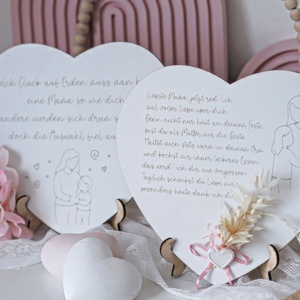 SVG Laserdatei Herz mit Gedicht zum Muttertag Mama mit Ständer für 3mm und 4mm Holz Trockenblumen Beste Mama Mutter Mami Familie SVG Datei