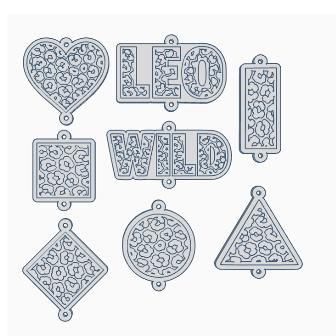 STL 3D Druck Datei 8 Designs Sonnenfänger Leo Leopard Sommer Wild Geometrische Formen Geschenkanhänger 3D-Druck Datei – Bild 2