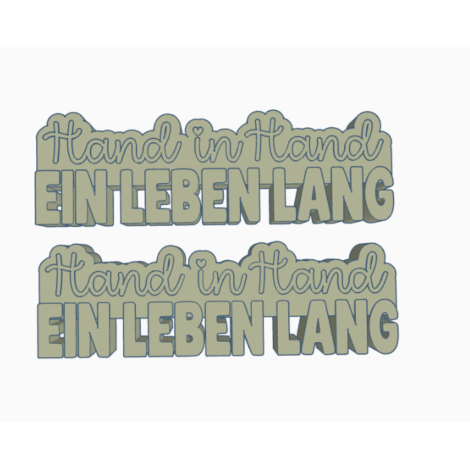 STL 3D Druck Datei Hochzeit 2er Schriftzug "Hand in Hand ein Leben lang" mit und ohne Löcher für Blumen 3D Datei zur Hochzeit – Bild 2