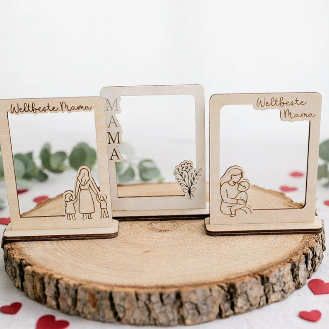 SVG Laserdatei 6 Designs Bilderrahmen Muttertag Mama mit Ständer für 3mm und 4mm Holz Beste Mama Mutter Mami Familie SVG Datei – Bild 17