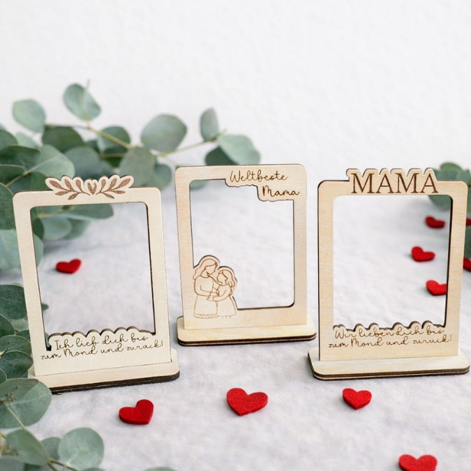 SVG Laserdatei 6 Designs Bilderrahmen Muttertag Mama mit Ständer für 3mm und 4mm Holz Beste Mama Mutter Mami Familie SVG Datei – Bild 5
