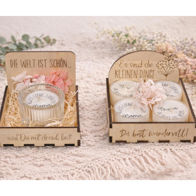 SVG Laserdatei Box für 4 Teelichter Muttertag Oma Beste Freundin Mama Beste Mama Geschenk zum Muttertag Großmutter Geschenkidee SVG Datei – Bild 3