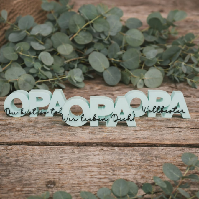 STL 3D Druck Datei 6 verschiedene Designs Opa Schriftzug 3D-Datei Vatertag Weltbester Opa wir lieben dich Blumen Großvater