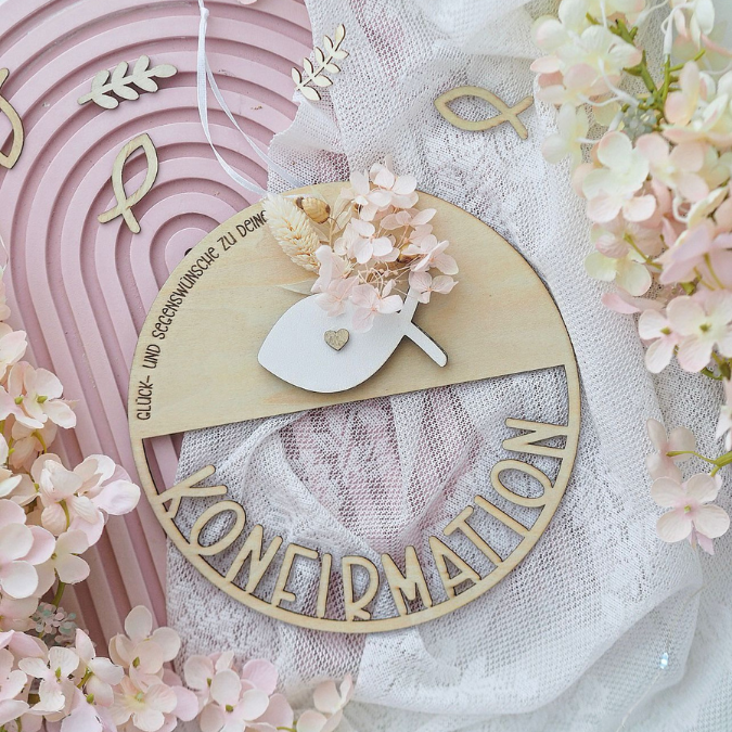 SVG Laserdatei 6er Set Kränze für Kommunion Konfirmation Firmung Geldgeschenk mit Fisch zum füllen mit Blumen oder Geldgeschenk SVG-Datei – Bild 15