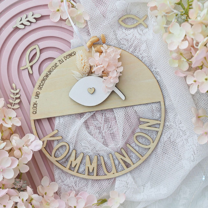 SVG Laserdatei 6er Set Kränze für Kommunion Konfirmation Firmung Geldgeschenk mit Fisch zum füllen mit Blumen oder Geldgeschenk SVG-Datei – Bild 17