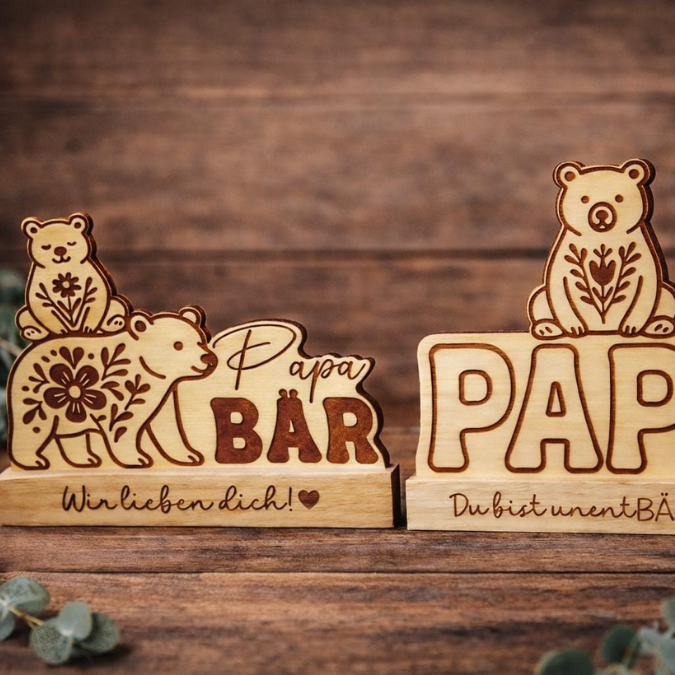 SVG Datei Vatertag Bären Klötzchen Datei Geschenkidee für Papa Mann SVG Laserdatei Lasercut Männergeschenk Mann Vater Easy sticks Papabär – Bild 10
