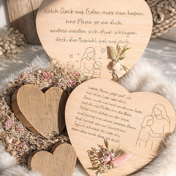 SVG Laserdatei Herz mit Gedicht zum Muttertag Mama mit Ständer für 3mm und 4mm Holz Trockenblumen Beste Mama Mutter Mami Familie SVG Datei – Bild 3