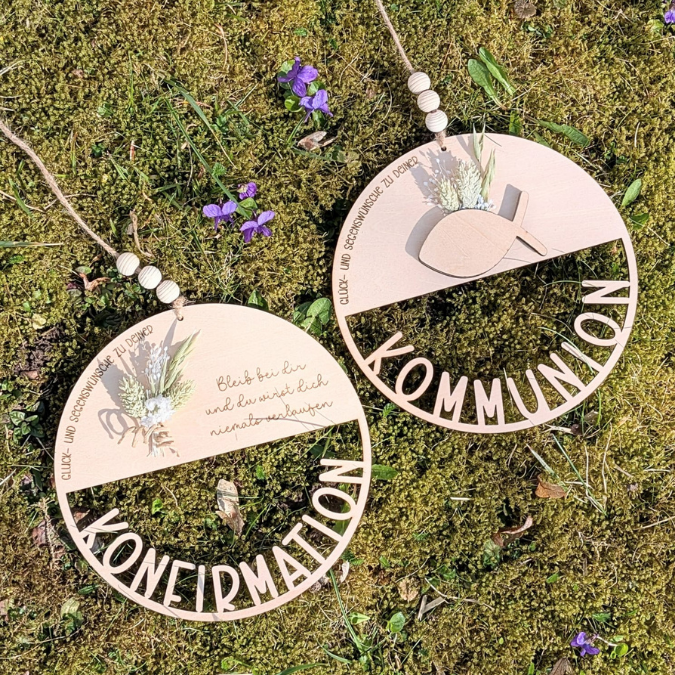 SVG Laserdatei 6er Set Kränze für Kommunion Konfirmation Firmung Geldgeschenk mit Fisch zum füllen mit Blumen oder Geldgeschenk SVG-Datei – Bild 10