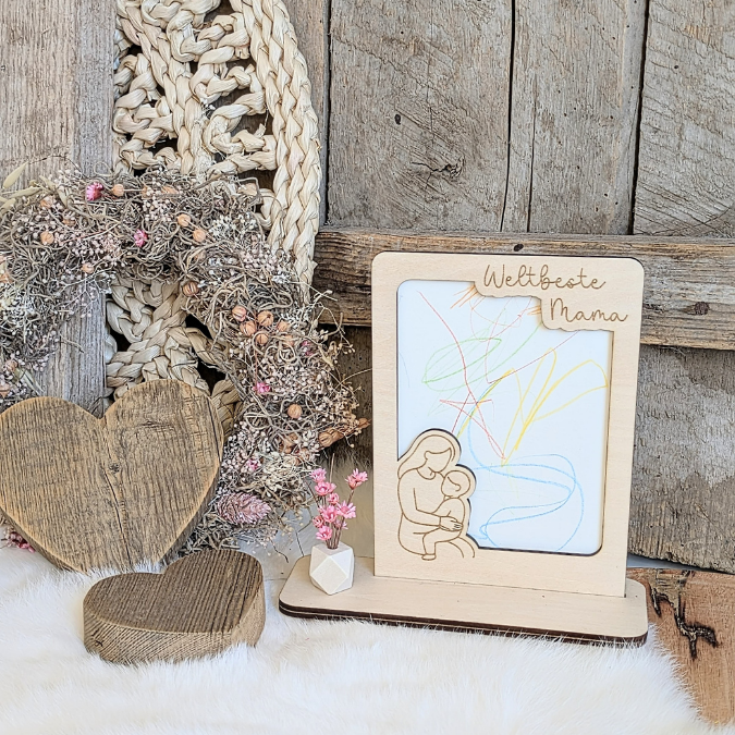 SVG Laserdatei 6 Designs Bilderrahmen Muttertag Mama mit Ständer für 3mm und 4mm Holz Beste Mama Mutter Mami Familie SVG Datei – Bild 31